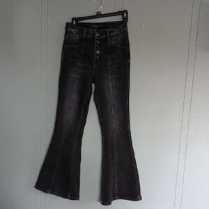 Flying Monkey Black High-Rise Flared Jeans W/Front Seam 27